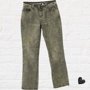 DG2 Diane Gilman jeans yellow/gray acid wash 2 petite straight stretch #319